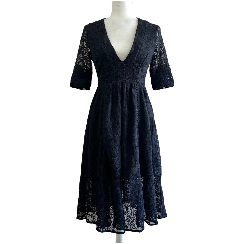 Free People Navy Lace Midi Dress